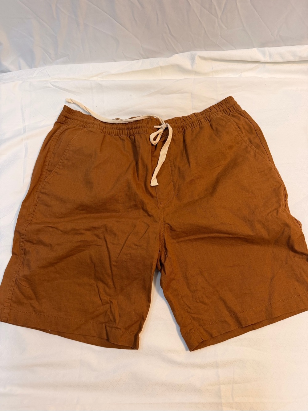 Zara Men’s Rust Linen Blend Drawstring Shorts Size XL Casual Summer